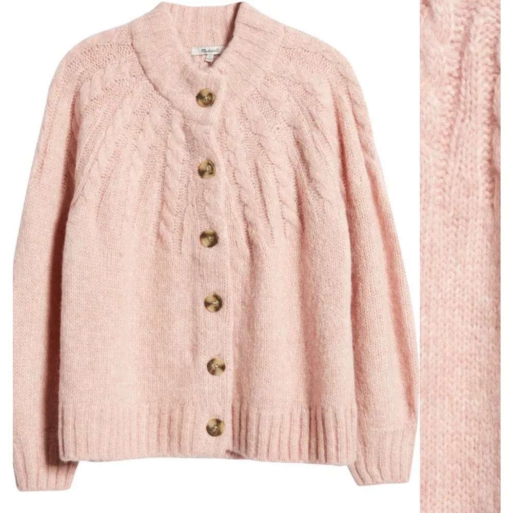 Harwood Cable Knit Mock Neck Cardigan